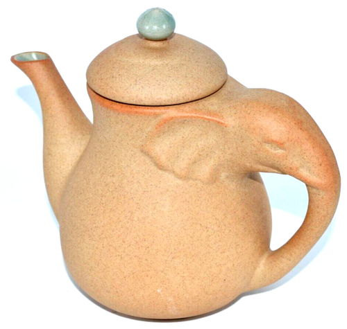 Vintage Studio Art Pottery Elephant Teapot Sand Glaze Texture Bangkok Thailand