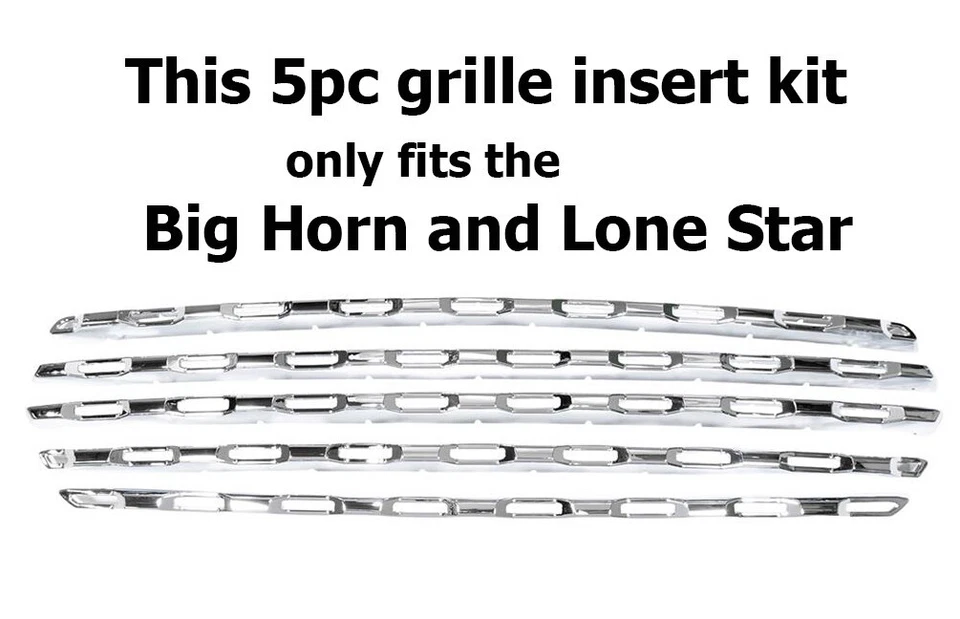 Se adapta a Dodge Ram 1500 2022-2024 malla cromada 5 piezas parrilla inserción Big Horn Foto 3 de 4