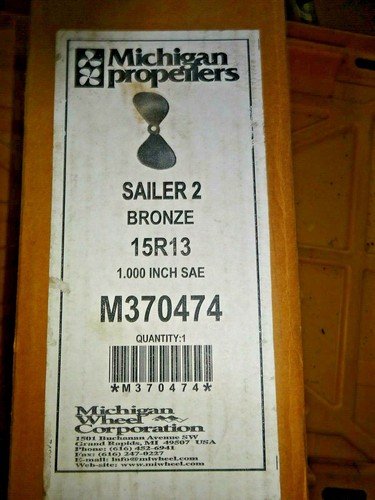 Michigan Wheel 15 x 13 2 Blade BRONZE Sailor2 Propeller RH 1" BORE 15R13 NIB - Picture 2 of 2