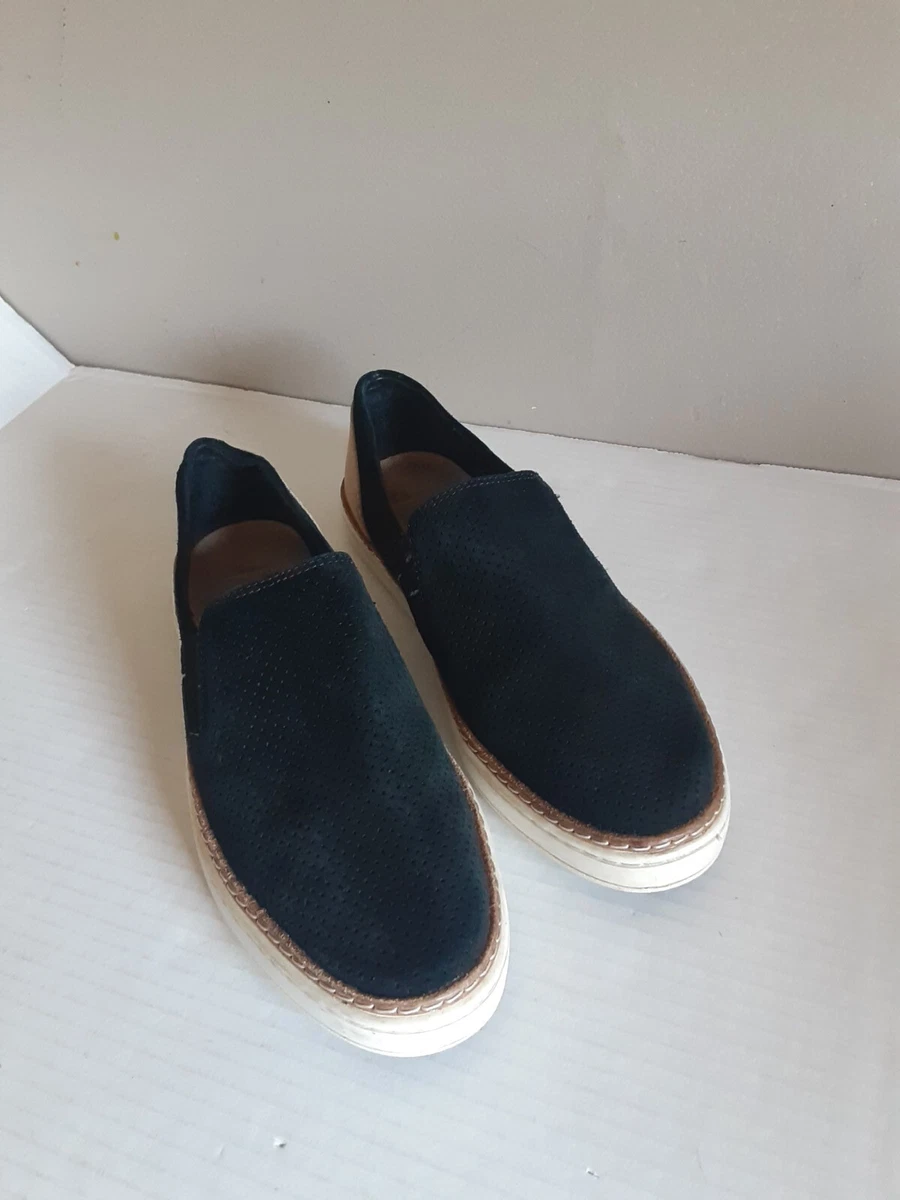 Womens Ugg Adley Perf Black Suede Leather Slip On Sneakers Size 7