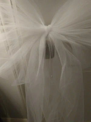 8 White Tulle Pew Bows Extra Streamers Can Be Designed Any Color Rush AVAILABLE - Image 1 of 2