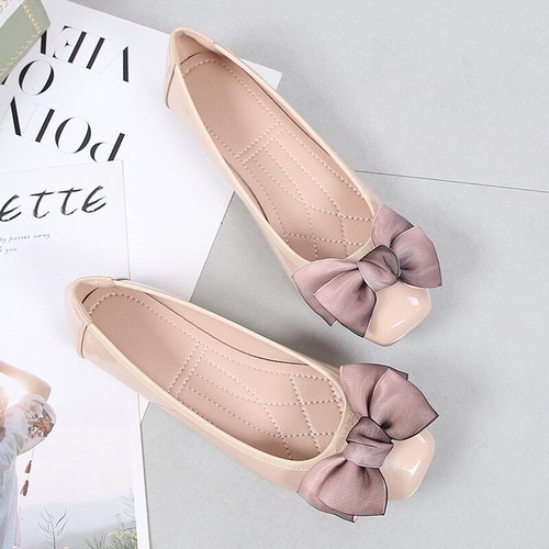 Spitz zulaufende flache Damenschuhe Schleife Lackleder Ballerina flache Schuhe - Bild 17 von 29