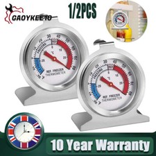Stainless Steel Dial Fridge/Freezer Thermometer Stands & Hangs Waterproof UK