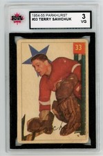 1954-55 Parkhurst #33 Terry Sawchuk KSA3 VG Detroit Red Wings #19141s