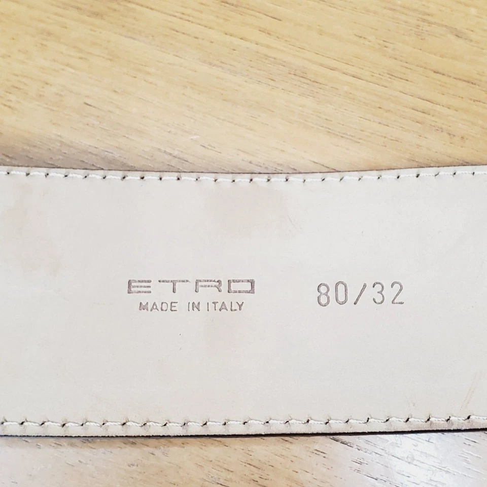 ETRO Womens Black Leather Tooled Belt Paisley Chunky Unique Belts BOHO 80/32 - Image 4 of 4