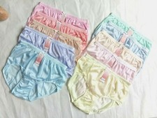 x10 Women Panties Nylon Satin Silky Hi Briefs Knickers Granny Underwear Size XL