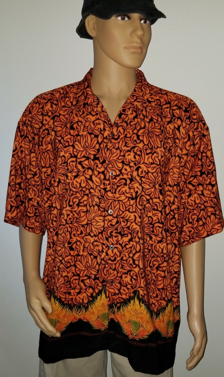 No Boundaries men dress shirt orange/black XXL Gem
