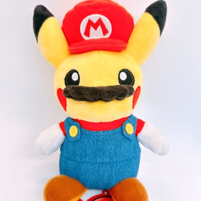 Set of 2 Mario Pikachu Luigi Pikachu Plush Toy Pokemon Center
