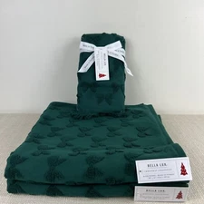 Bella Lux Bathroom Towel Set Green Bows Cotton Made In Turkey Set of 4 NEW