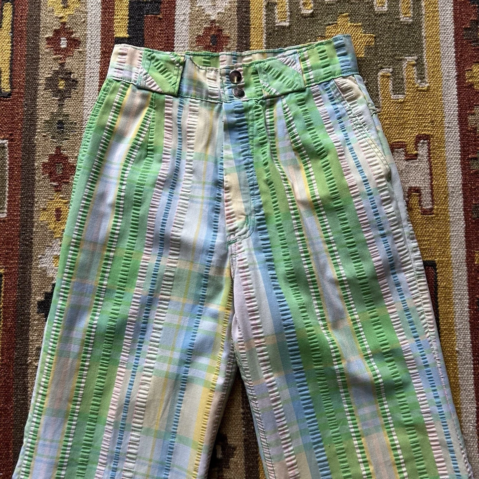 Pantalones de colección años 60 Wrangler Misses a cuadros de algodón campana talla 24x30 Foto 2 de 4