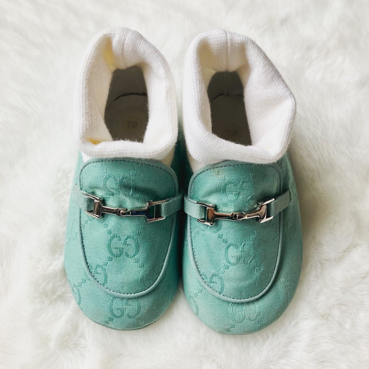 ベビーファーストシューズ　グッチ　GUCCI EU19 Gucci Infant Baby First Shoes Size 19 US 3” Blue Monogram