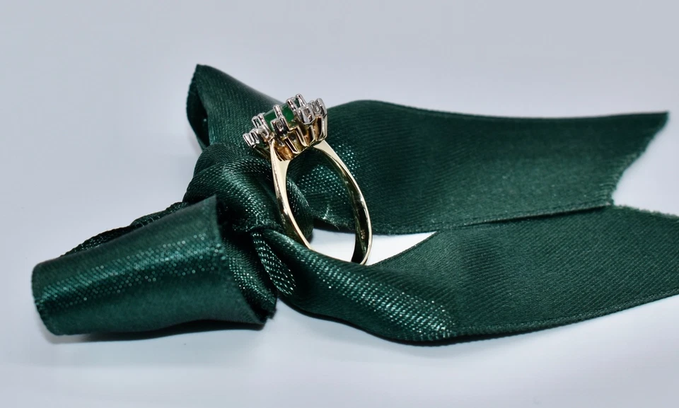 Smaragd Ring mit Brillanten 0,16 ct. 585/14kt Gelb & Weißgold Gr.57 Handarbeit! - Bild 4 von 4