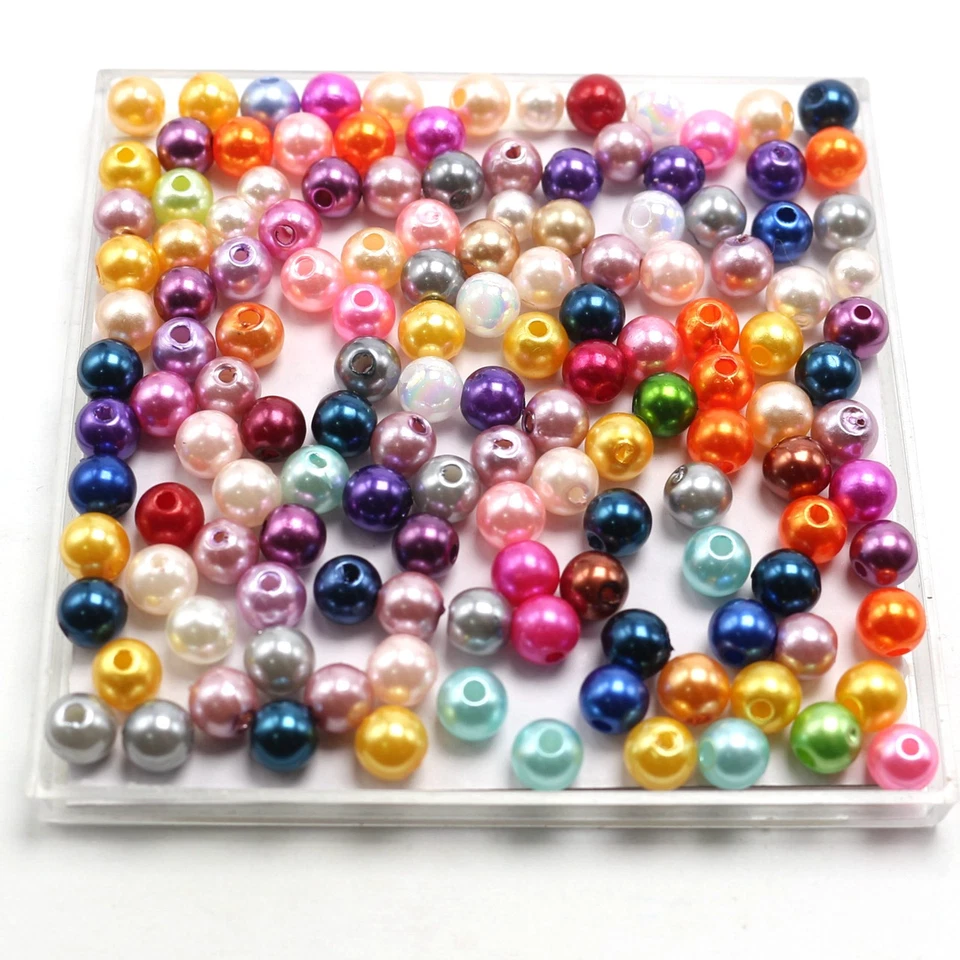 500 шт. 6 мм пластиковые круглые бусины из искусственного жемчуга имитация жемчуга цвет на выбор - Изображение 3 из 4