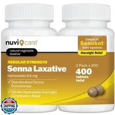 NUVICARE Senna Tablets - 8.6 mg Sennosides - Senna Laxative Tablets, for Occa