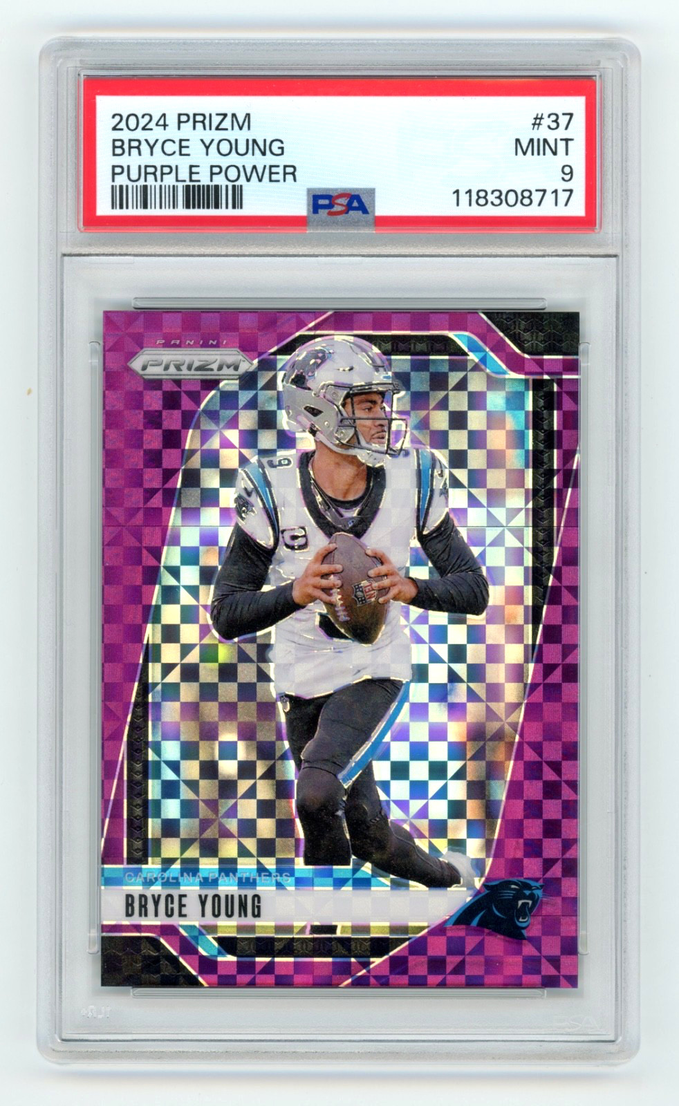 2024 Panini Prizm Bryce Young Purple Power Prizm /49 #37 PSA 9 Low POP