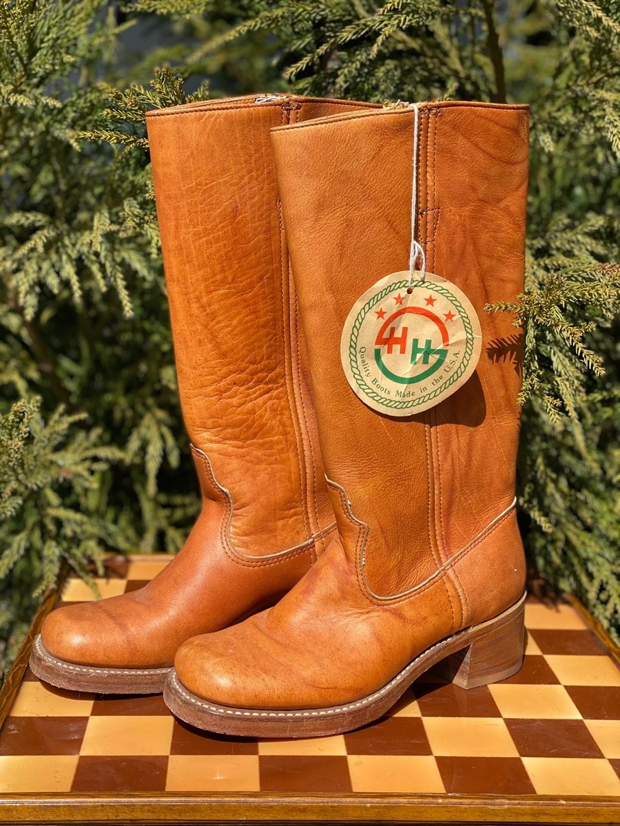 70s Vintage Double H All Leather Campus Banana Boots 7.5 Made in