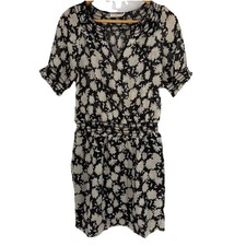 Tory Burch Womens Floral  Dress Size Large Silk Wool Blend Smocked Boho Indie