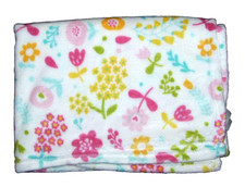 Baby's First Nemcor Pink Aqua Yellow Green Soft Floral Flowers Baby Blanket