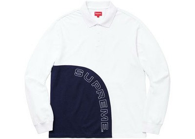 Supreme Corner Arc Logo LS Polo White Sz L | eBay