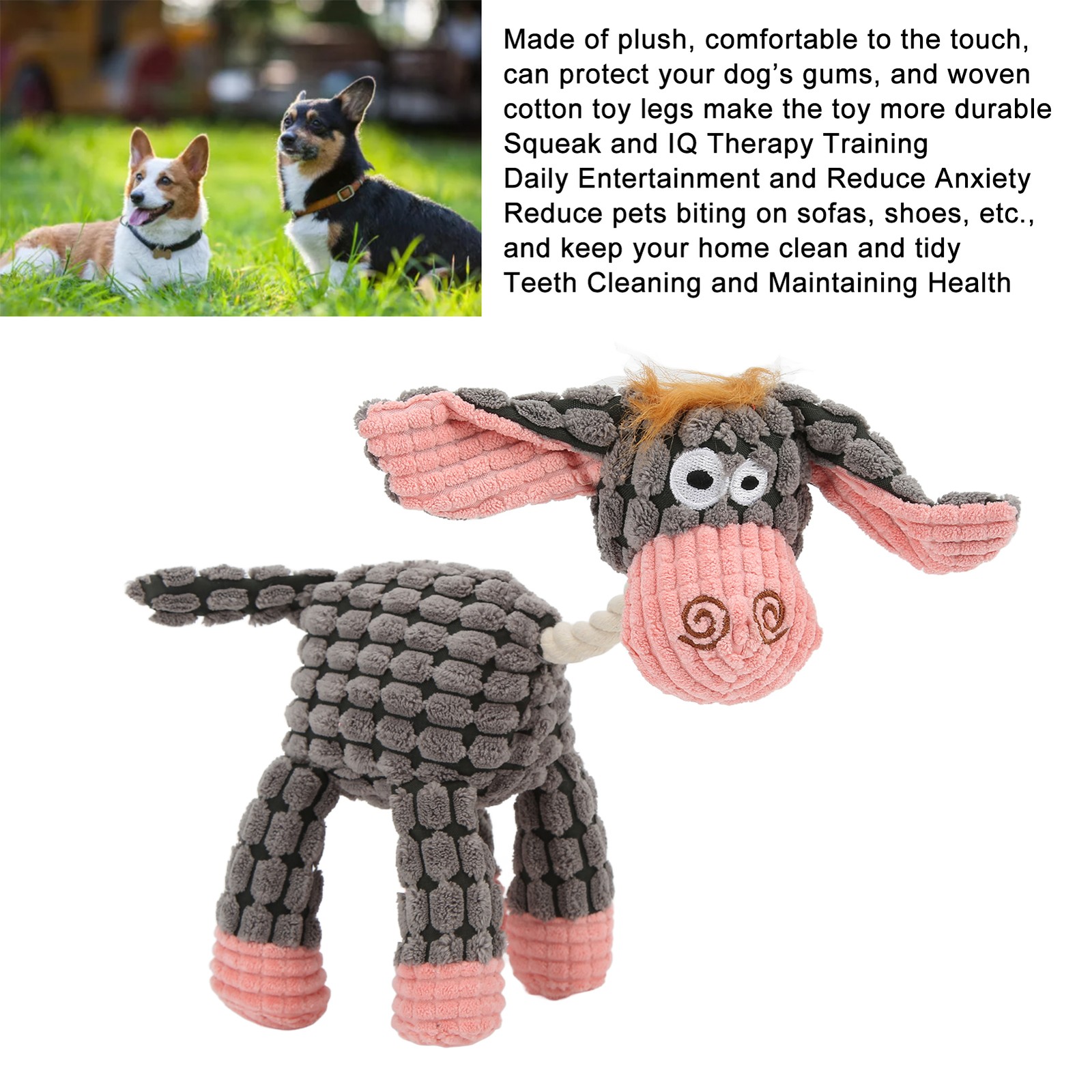 Pet Squeaky Toy Interactive Durable Teeth Cleaning Dog Plush Toy For Small Mediu