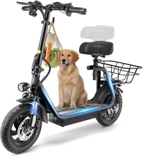 Caroma 819W Electric Scooter with Seat 12'' Tires Foldable Commuter E-Scooter