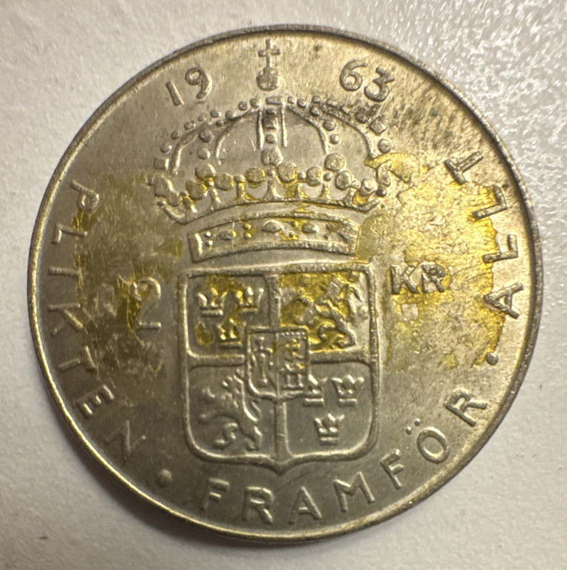 1963 Sweden 2 Kronor Gustaf VI Adolf Silver Coin 0.4 Fine KM# 842