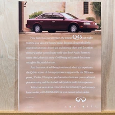 1990 Infinity Q45 Red Sedan Vintage Print Ad Car Auto Advert Art