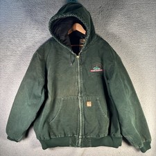 Carhartt Quilted Active Jacket Men  s 3XL Tall Green Hooded Workwear Zip Up VTG