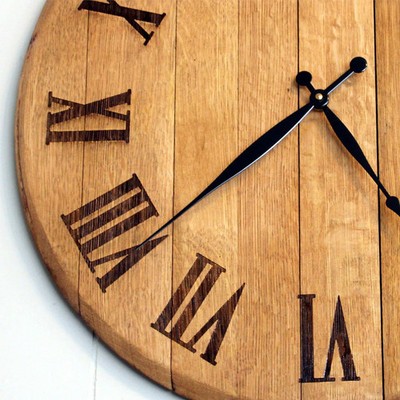 Personalized Barrel Head Wall Clock   Wine or Whiskey Barrel Rustic Wall Decor