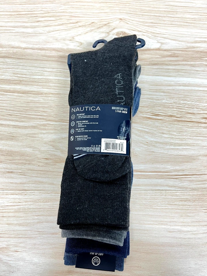 Paquete de 2 calcetines elásticos cómodos NAUTICA para hombre 5 pares de zapatos talla 6-12,5 Foto 4 de 4