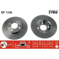 TRW 2X Bremsscheibe Hinterachse FüR Alfa Romeo Fiat Ford Lancia Abarth
