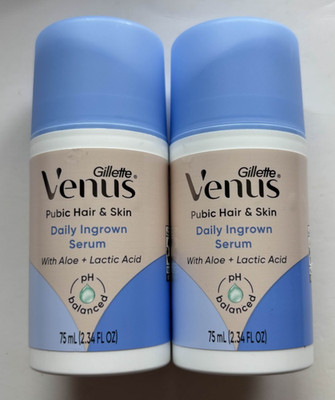 2 Gillette Venus Daily Ingrown Serum for Pubic Hair Skin with Aloe Lactic Acid
