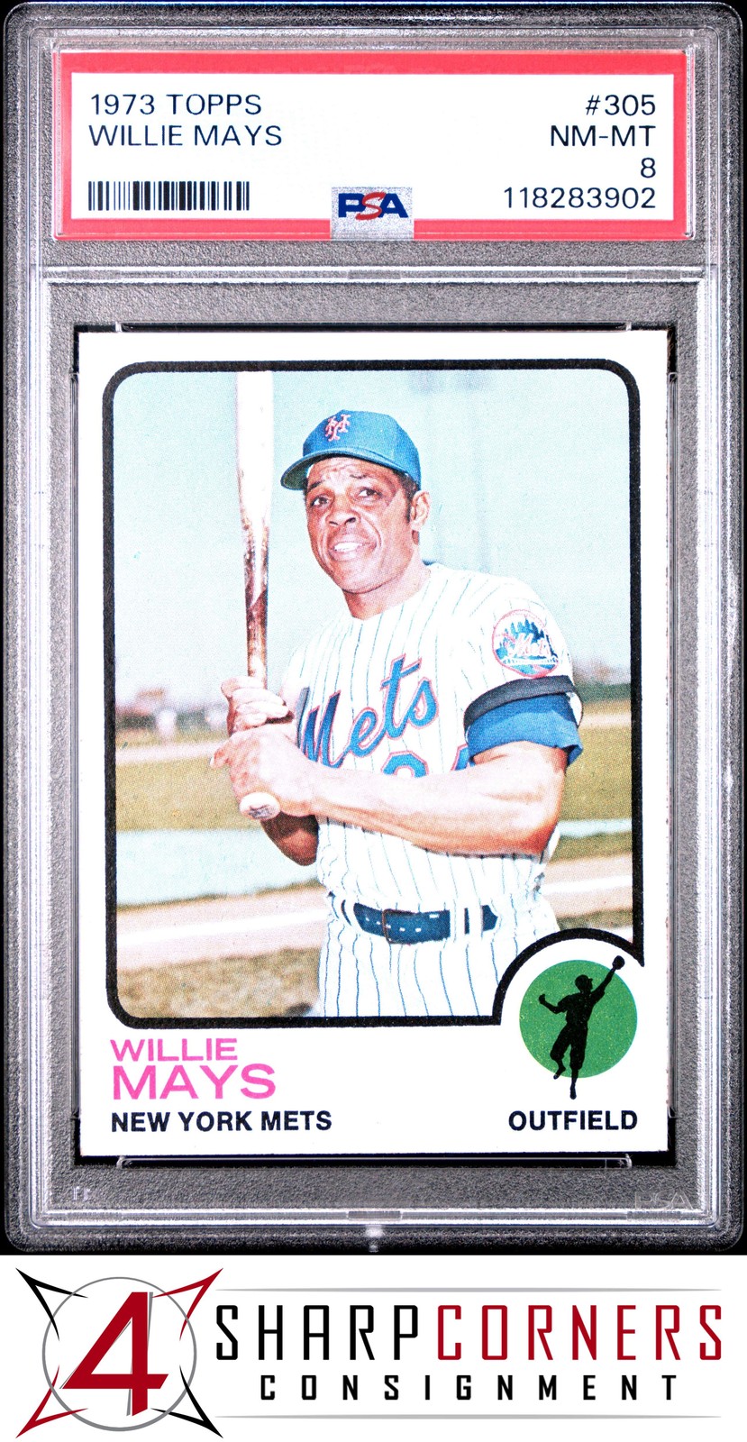 1973 TOPPS #305 WILLIE MAYS METS HOF PSA 8