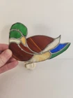 Vintage Lead Stained Glass Mallard Duck Night Light Tiffany Style Handmade WORKS