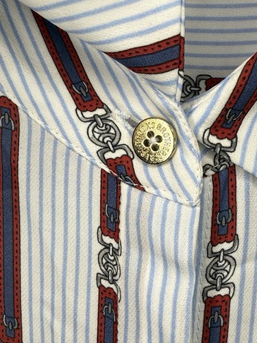 Brooks Brothers Blouse Women’s 14 Silk Striped Chain Print Button Up - Picture 3 of 7