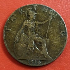 1914 George V Farthing Nice Collectable Coin. Good Condition #145