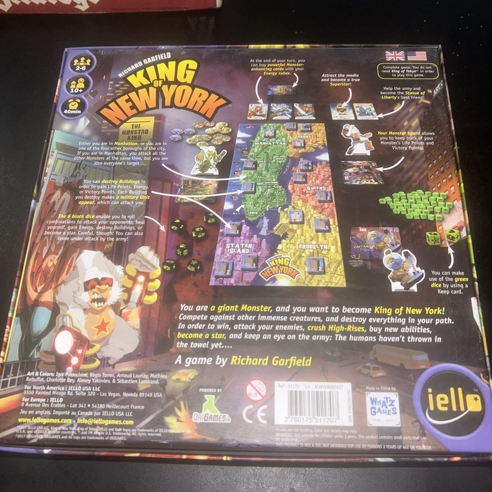 King Of New York Board Game iello Richard Garfield Complete - Image 2 of 4