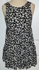 American Eagle Women's Sleeveless Babydoll Black & Blue Floral Summer Dress XS