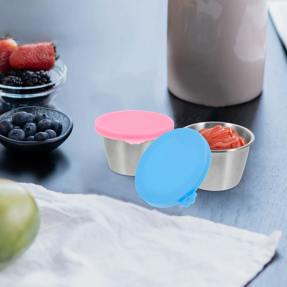 2 Pcs Kleine Becher Mit Deckel Tragbare Gewürzbehälter Soßenbehälter - Bild 4 von 4