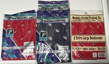 Vintage NIP Lot Of 8 Paris XL Color Fast Red Blue Bandana Hanky Cotton USA