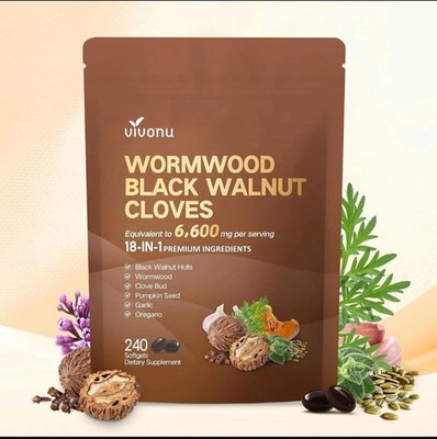 Vivonu Wormwood Black Walnut & Cloves Extraction 240 Softgels Supplement New