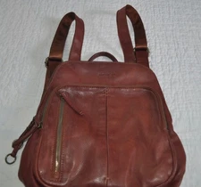 american leather co backpack brown zippered snap back pocket 12 by 12