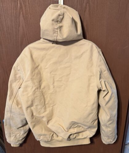 Vintage Carhartt J06WET hellbrauner Arbeitsmantel Kapuze gesteppt hergestellt in den USA Größe M Tall Tub8 - Bild 2 von 15