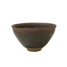 Chinese Jianye Clay Metallic Bronze Black Glaze Decor Bowl Display Art ws3159