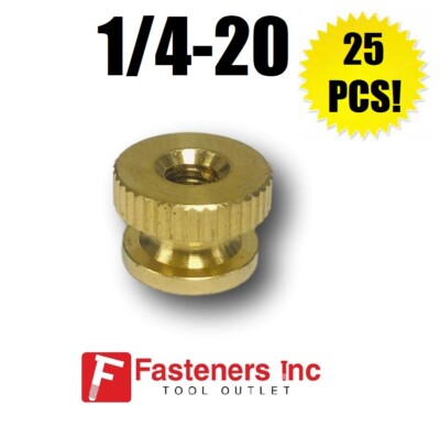 Qty 25 - 1/4-20 Solid Brass Knurled Thumb Nuts (UNC Thread) - Decorative Hardware 4 thumbnail image