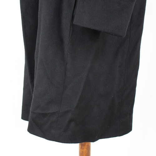 Fleurette Cashmere Wrap Coat Black Collared Long Jacket Padded Shoulders 12 - Picture 4 of 8