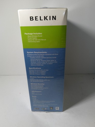 BEIKIN SHARE N300 4-PORT 10/300 300Mbps WIRERLESSN ROUTER F7D33022 - Picture 4 of 6