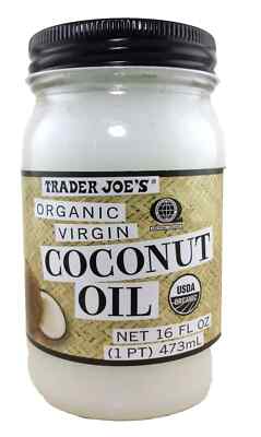 Trader Joe's Organic Virgin Coconut Oil 16 FL OZ (473ml) Keto Diet Glass Jar