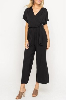 Lush Womens Black Knit Tie Waist Casual Jumpsuit L NEW with tags