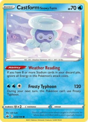 x4 Castform Snowy Form - 034/198 - Common Pokemon SS06 Chilling Reign M/NM